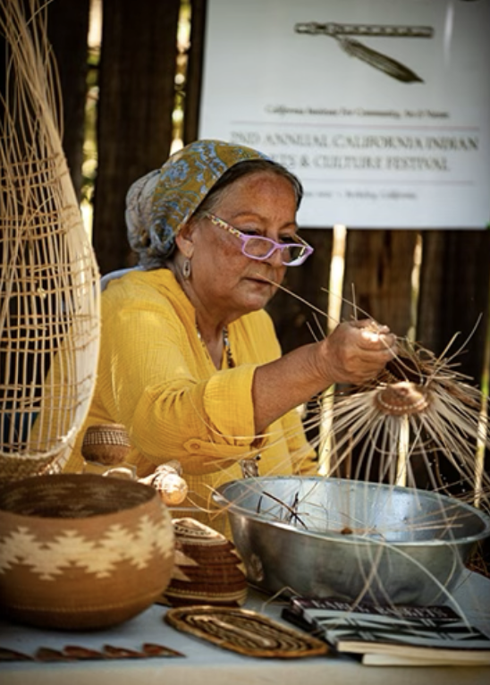 Karuk Basketweaver Dixie Rogers. Photo by Austin Stevenot.